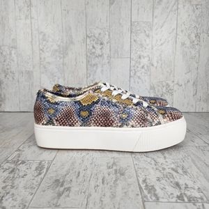 Steve Madden Emmi Platform Sneakers Multicolor Snakeskin Size 10